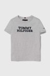 Дитяча бавовняна футболка Tommy Hilfiger колір сірий з принтом (3542764)