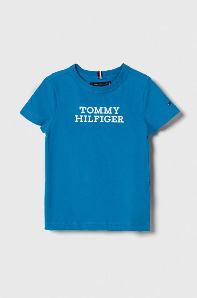 Дитяча бавовняна футболка Tommy Hilfiger з принтом колір блакитний (3542754)