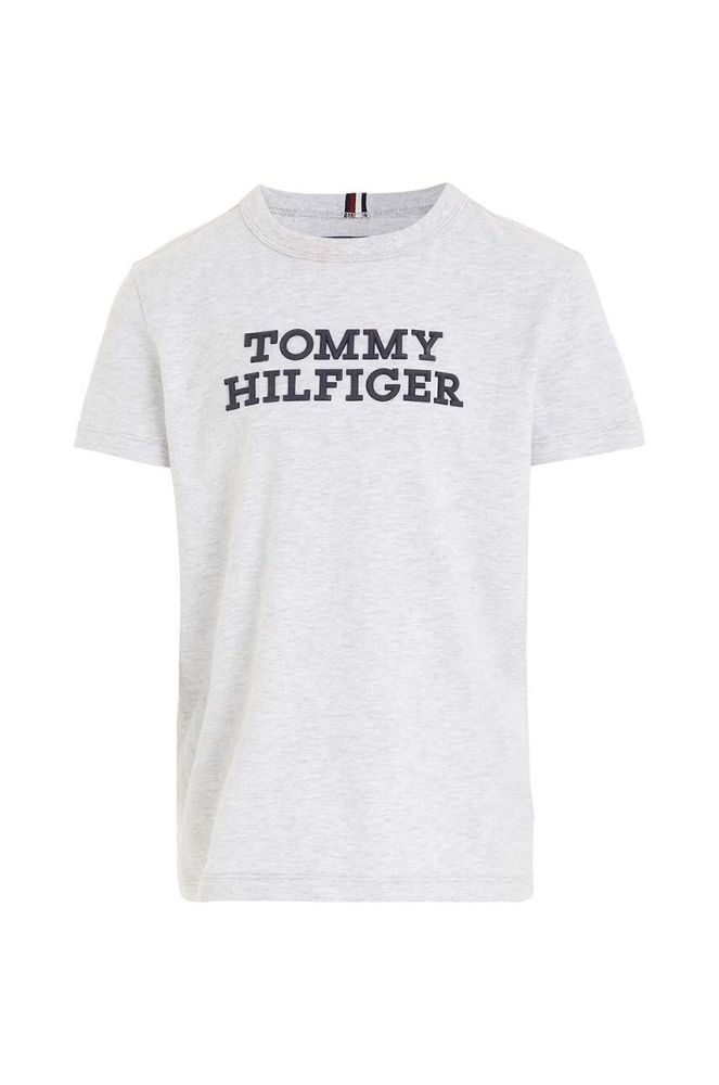 Дитяча бавовняна футболка Tommy Hilfiger колір сірий з принтом (3529670)