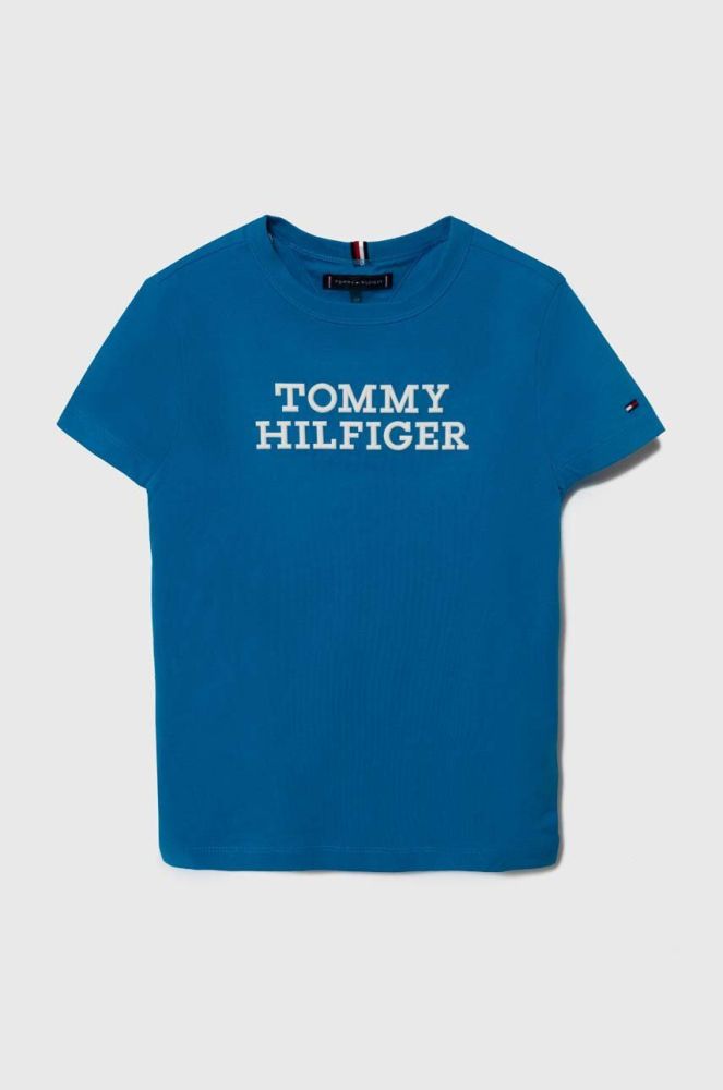 Дитяча бавовняна футболка Tommy Hilfiger з принтом колір блакитний (3529659)