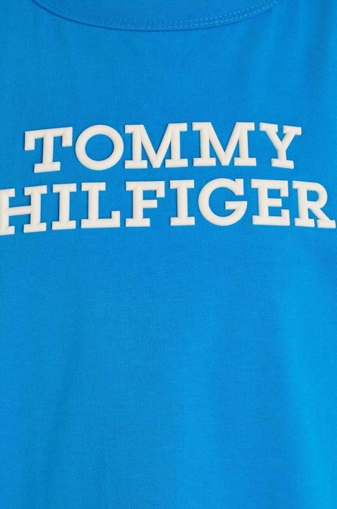 Дитяча бавовняна футболка Tommy Hilfiger з принтом колір блакитний (3529659) фото 3