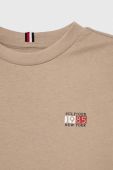 Дитяча бавовняна футболка Tommy Hilfiger колір коричневий з принтом (3451719)