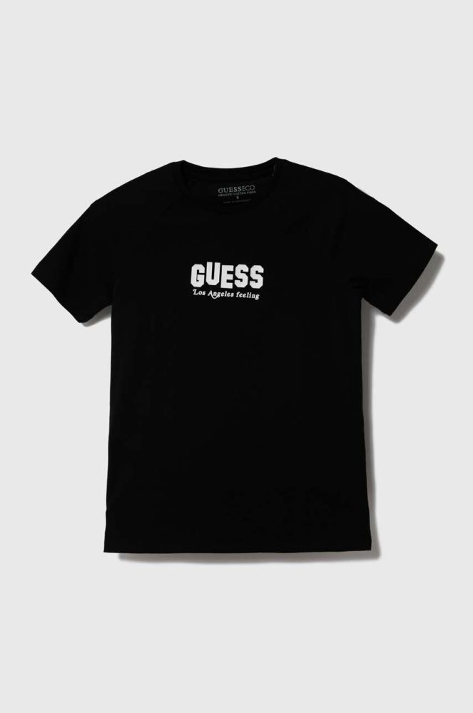 Дитяча футболка Guess колір чорний з принтом (3529605)