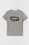Дитяча бавовняна футболка Pepe Jeans колір сірий з принтом (3487022)