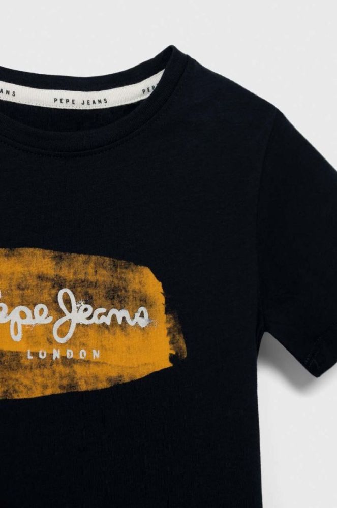 Дитяча бавовняна футболка Pepe Jeans колір синій з принтом (3487029) фото 3