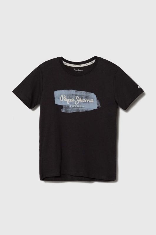 Дитяча бавовняна футболка Pepe Jeans колір сірий з принтом (3486994)