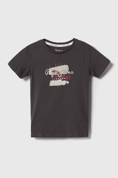 Дитяча бавовняна футболка Pepe Jeans колір сірий з принтом (3432634)