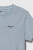 Дитяча бавовняна футболка Pepe Jeans однотонний колір блакитний