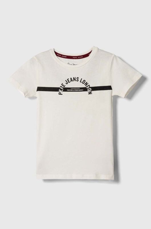 Дитяча бавовняна футболка Pepe Jeans колір білий з принтом (3432641)