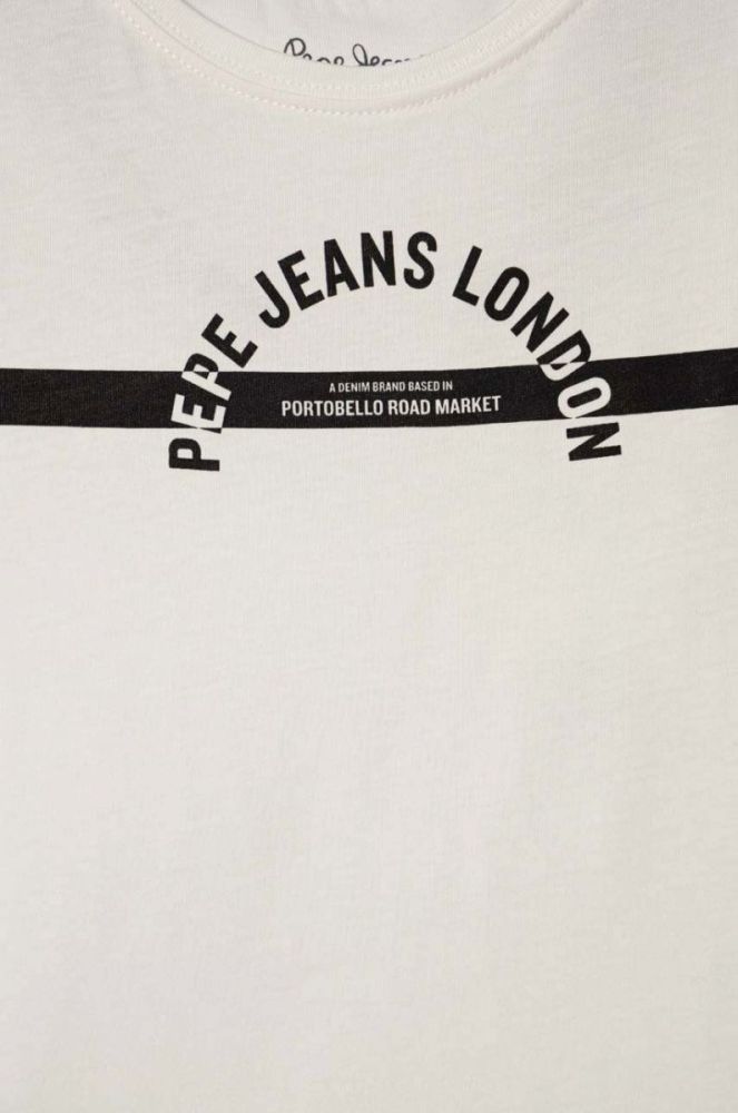 Дитяча бавовняна футболка Pepe Jeans колір білий з принтом (3432641) фото 3