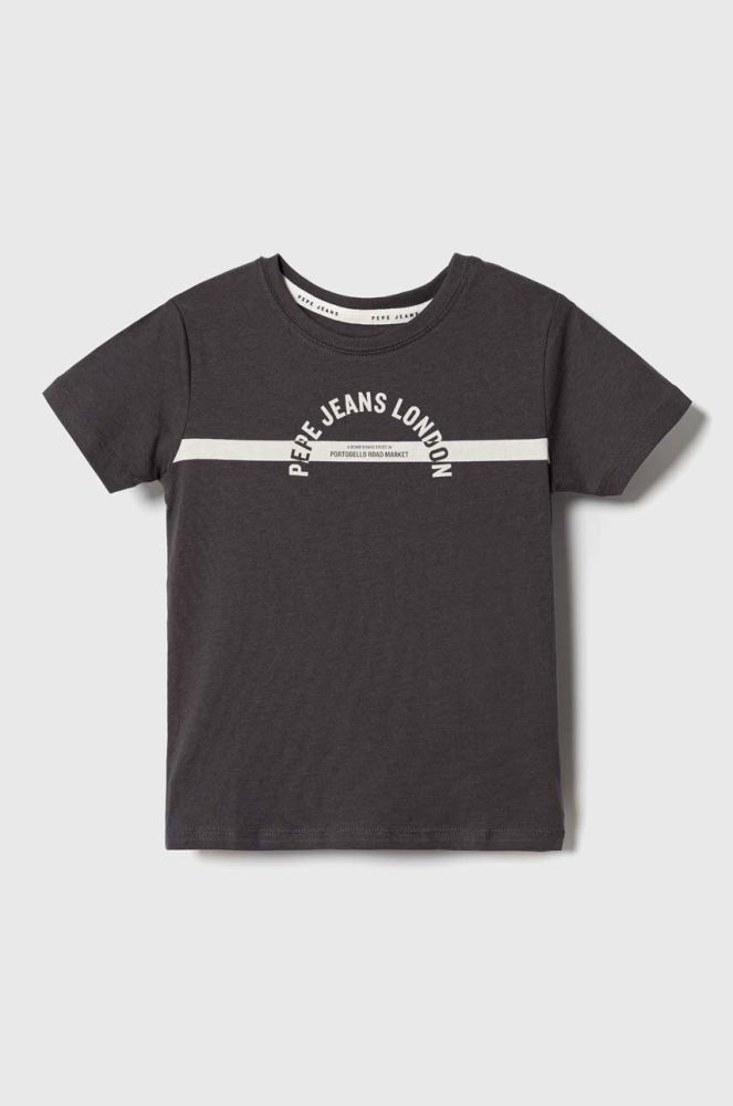Дитяча бавовняна футболка Pepe Jeans колір сірий з принтом (3432648)
