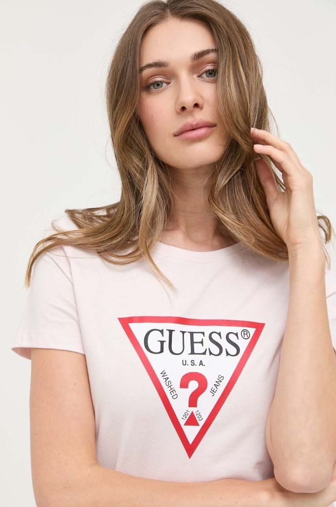 Бавовняна футболка Guess колір рожевий (3303157)