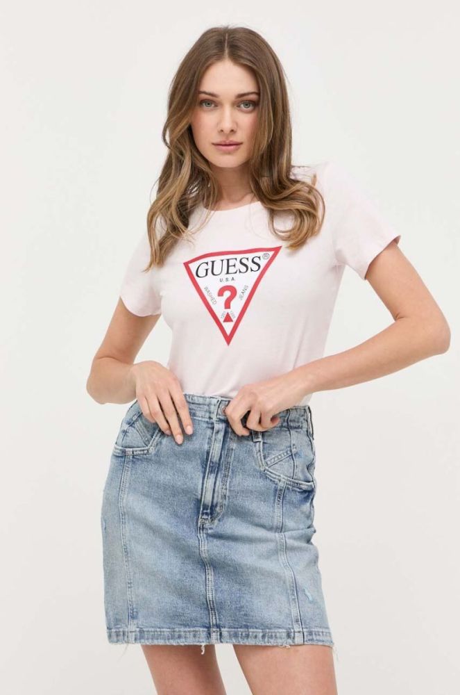 Бавовняна футболка Guess колір рожевий (3303157) фото 4
