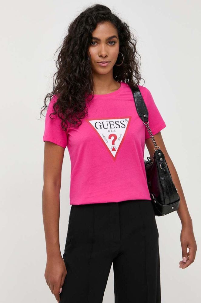 Бавовняна футболка Guess колір рожевий (3517612)