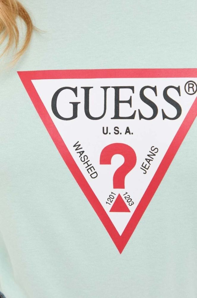 Бавовняна футболка Guess колір зелений (3303167) фото 5