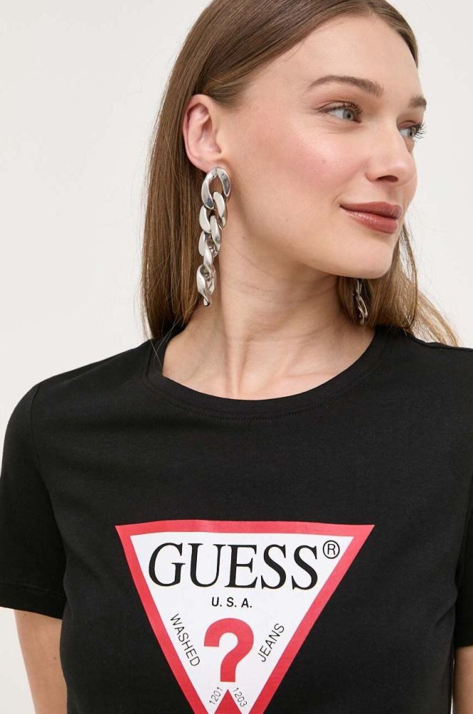 Бавовняна футболка Guess колір чорний (3303151)