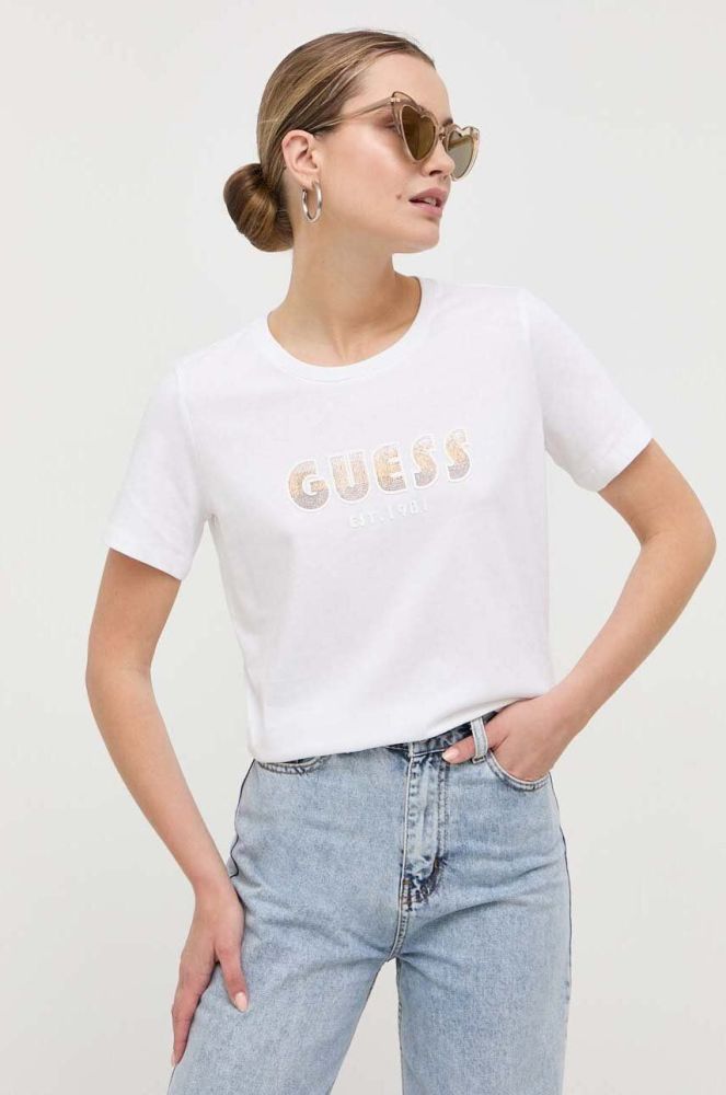 Бавовняна футболка Guess колір білий (3333277)