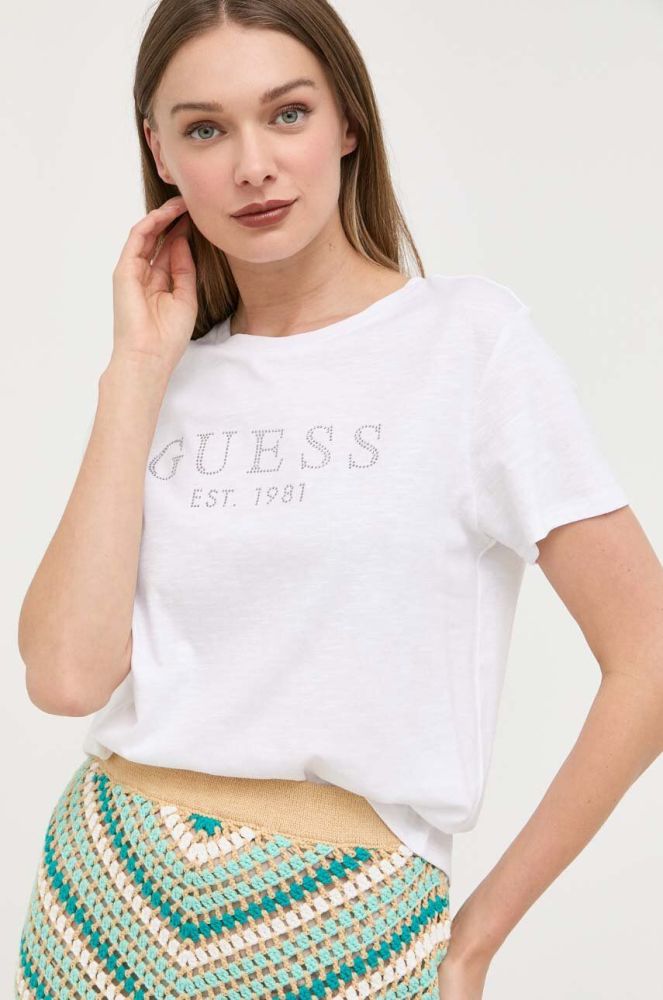 Бавовняна футболка Guess колір білий (3306290)
