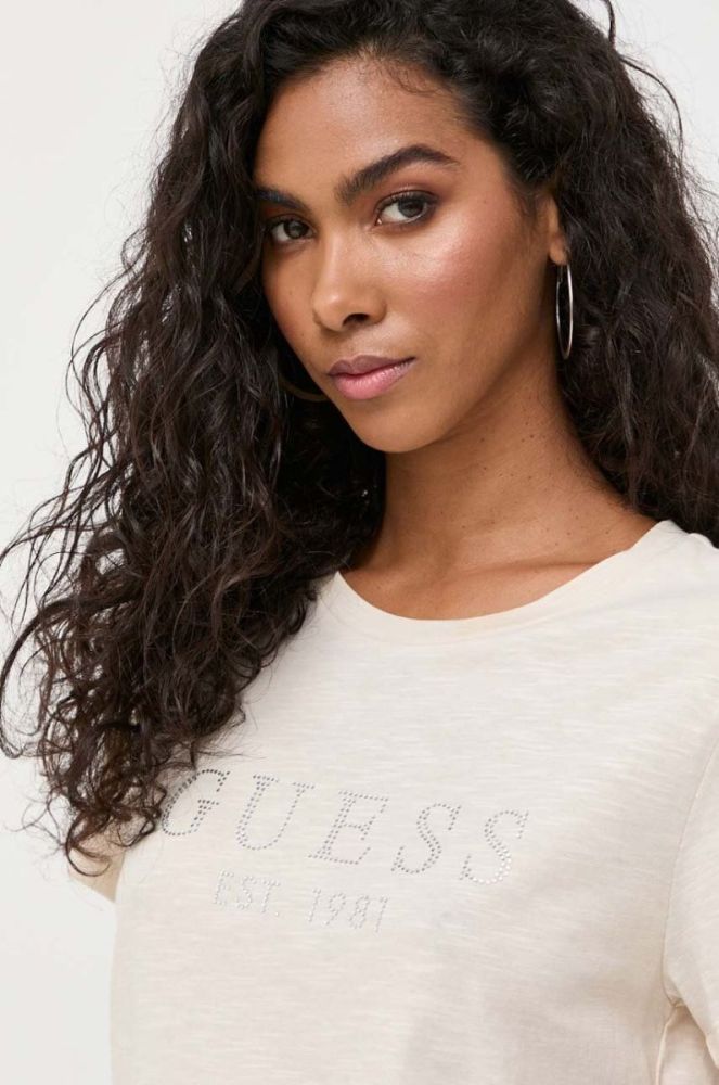 Бавовняна футболка Guess колір бежевий (3517617) фото 4