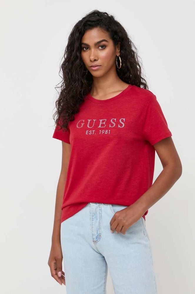 Бавовняна футболка Guess колір червоний (3517622)