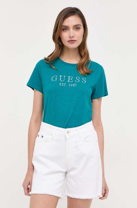 Бавовняна футболка Guess колір зелений (3306285)