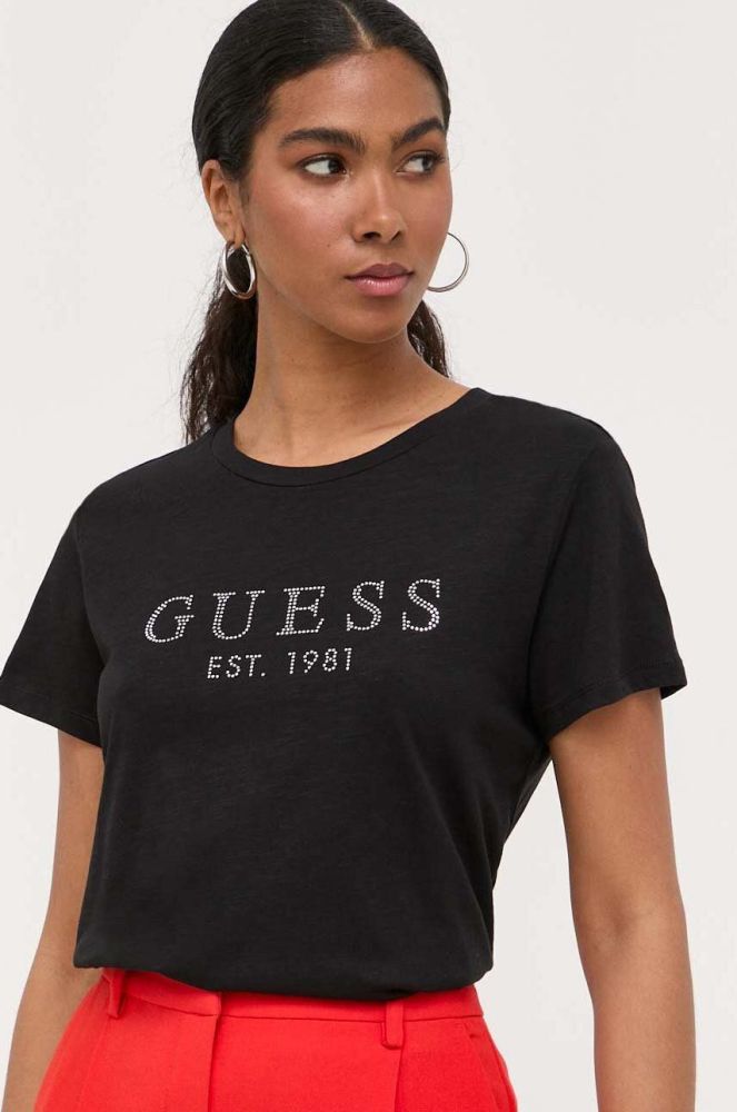Бавовняна футболка Guess колір чорний (3306296)