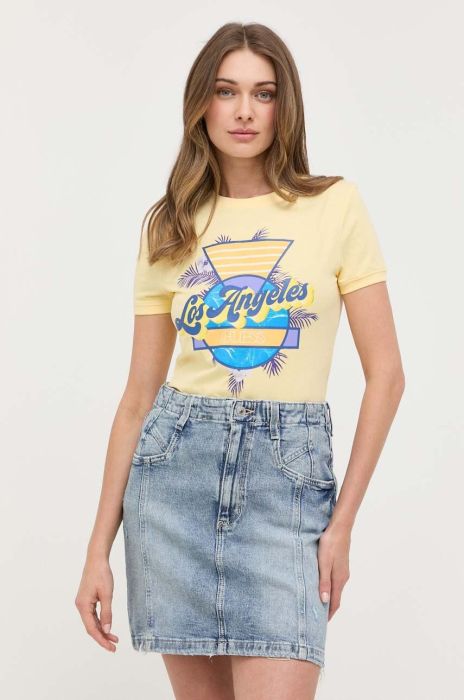 Бавовняна футболка Guess колір жовтий