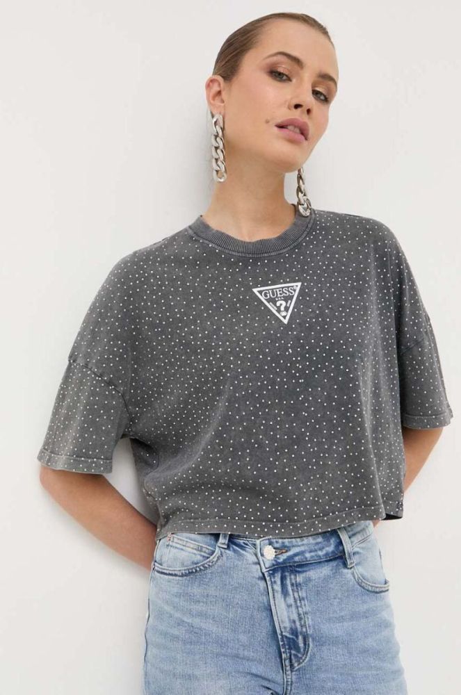 Бавовняна футболка Guess колір сірий (3330682) фото 4