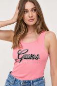Бавовняний топ Guess колір рожевий (3330692)