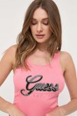 Бавовняний топ Guess колір рожевий (3330692)
