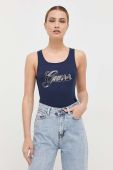 Бавовняний топ Guess колір синій