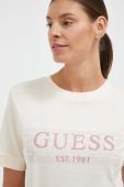 Бавовняна футболка Guess колір бежевий (3366934)