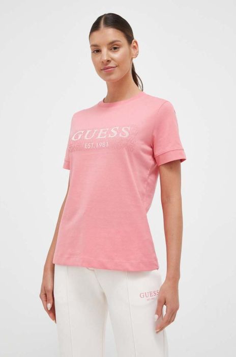 Бавовняна футболка Guess колір рожевий (3366926)