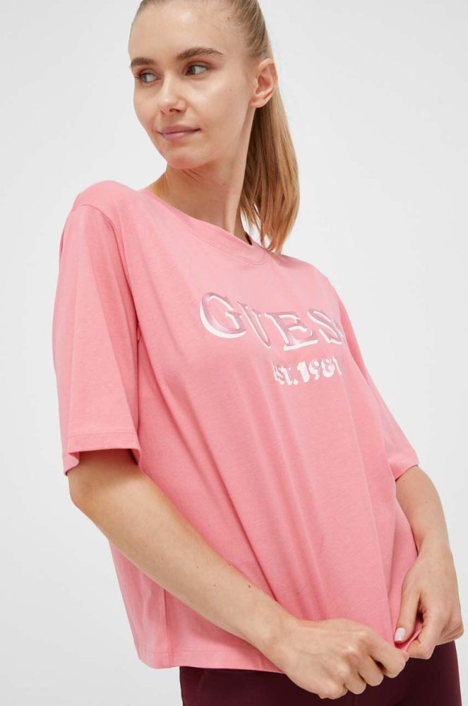 Бавовняна футболка Guess колір рожевий (3333307)