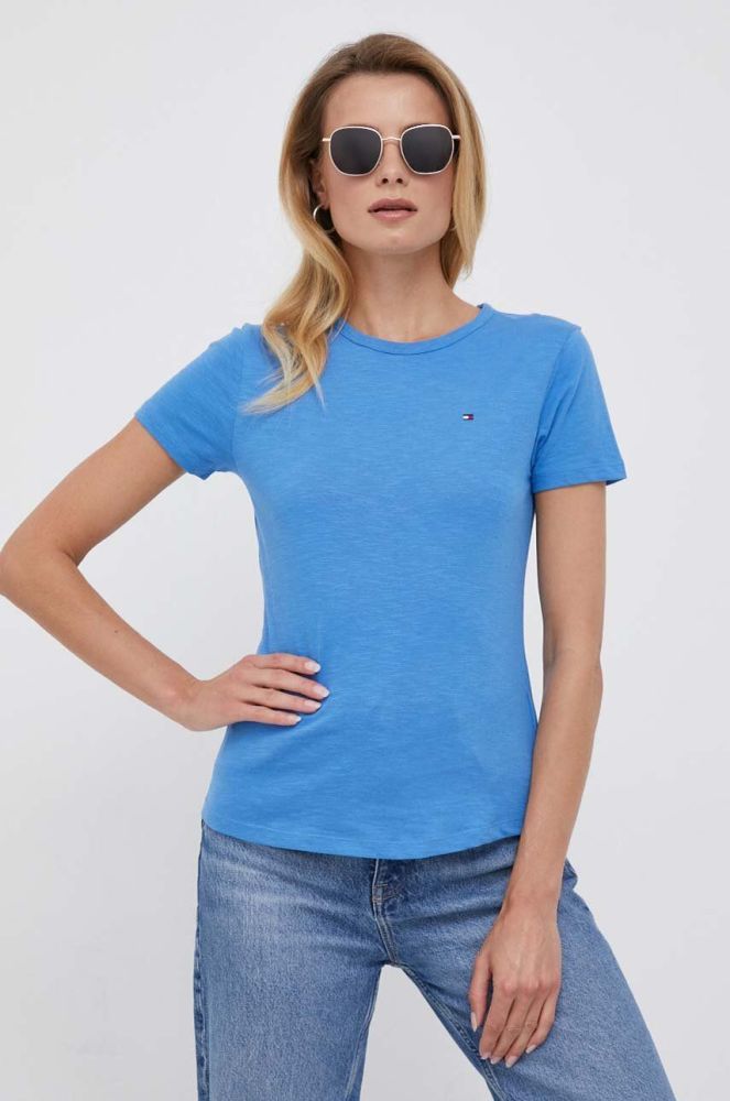 Бавовняна футболка Tommy Hilfiger колір блакитний (3328856)