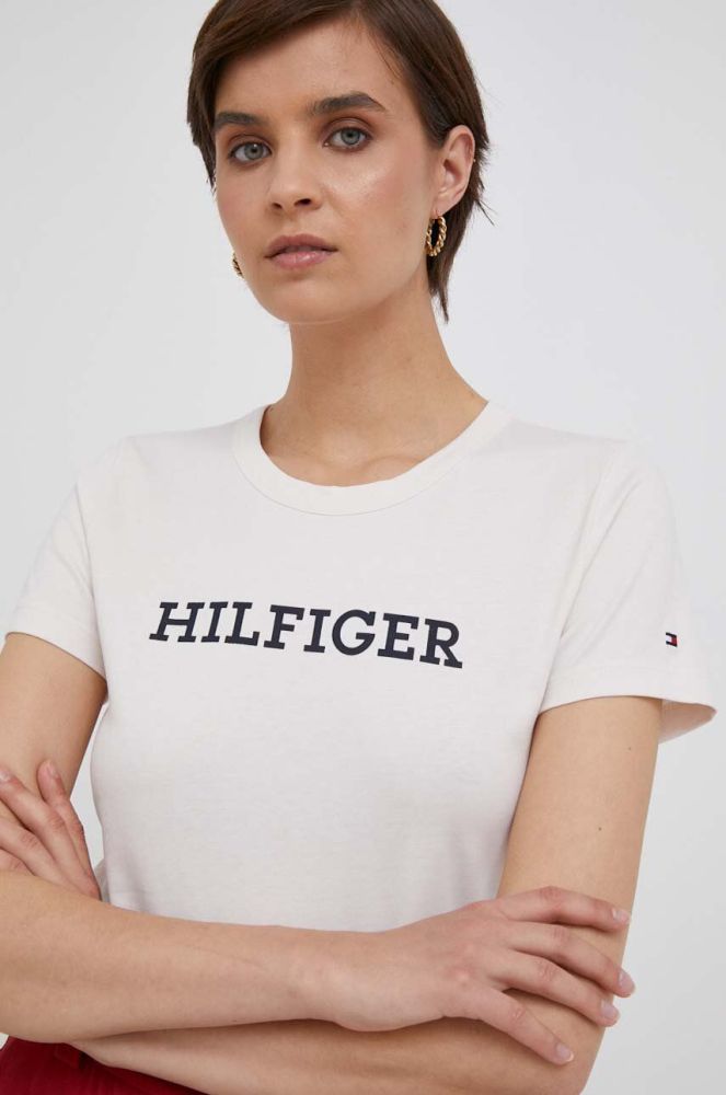Бавовняна футболка Tommy Hilfiger колір бежевий (3322569)