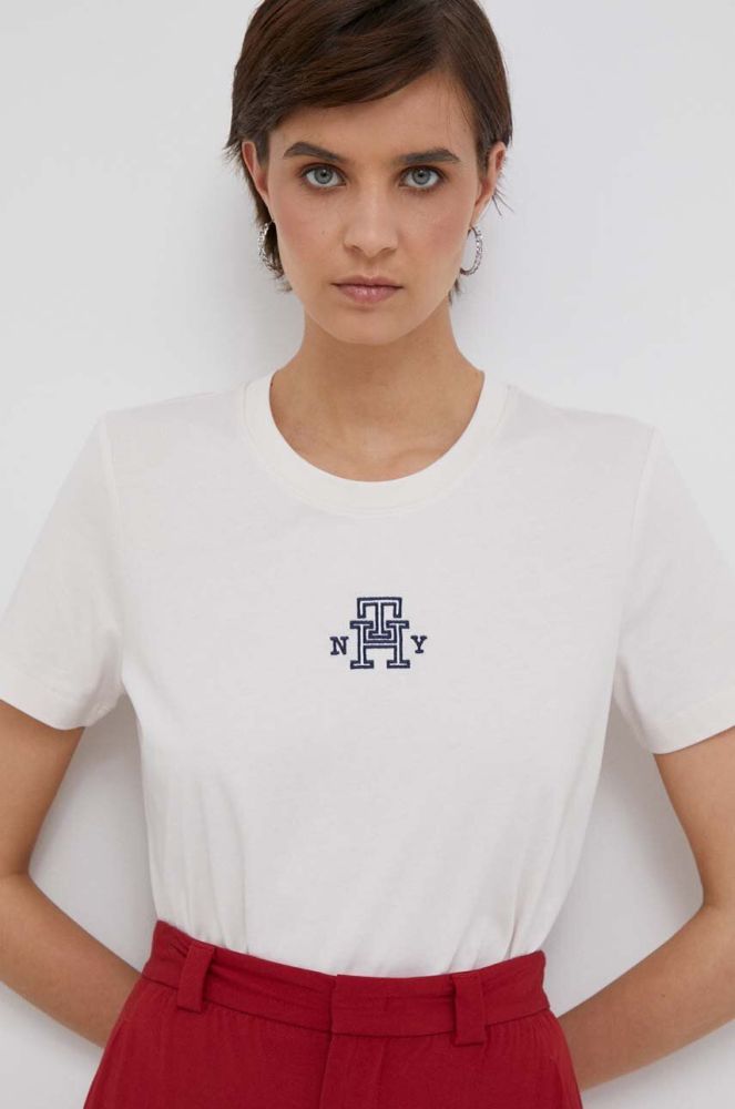 Бавовняна футболка Tommy Hilfiger колір бежевий (3288246)