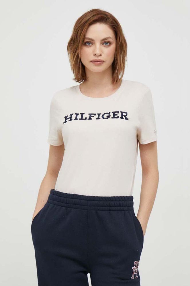 Бавовняна футболка Tommy Hilfiger колір бежевий (3435180)