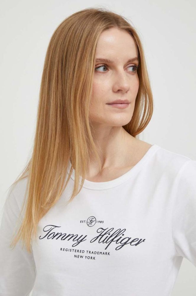 Бавовняний лонгслів Tommy Hilfiger колір білий (3269384) фото 4