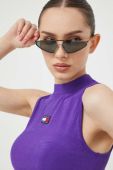 Топ Tommy Jeans жіночий колір фіолетовий півгольф
