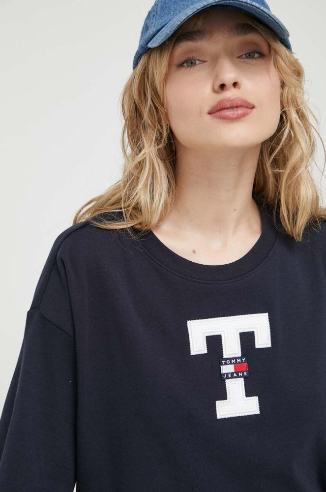 Бавовняна футболка Tommy Jeans колір синій (3375441)