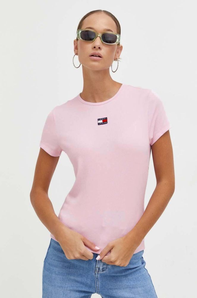 Футболка Tommy Jeans жіночий колір рожевий (3566462)