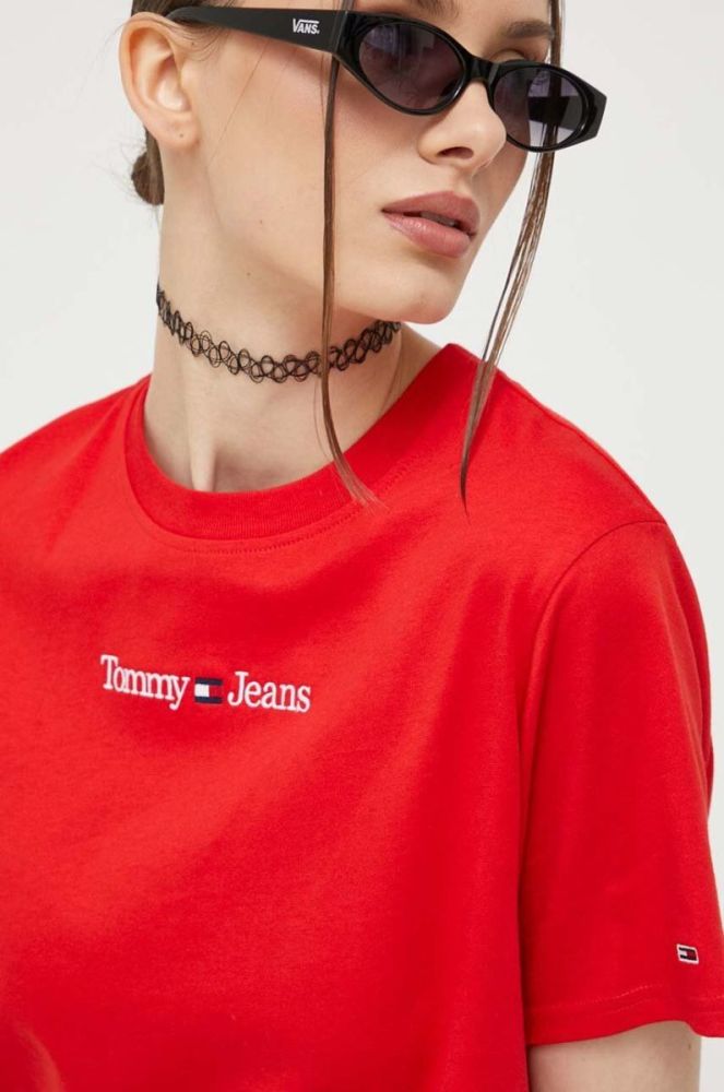 Бавовняна футболка Tommy Jeans колір червоний (3330780) фото 5
