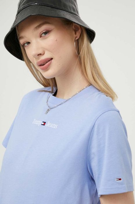 Бавовняна футболка Tommy Jeans колір блакитний (3330774)