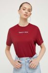 Бавовняна футболка Tommy Jeans колір бордовий