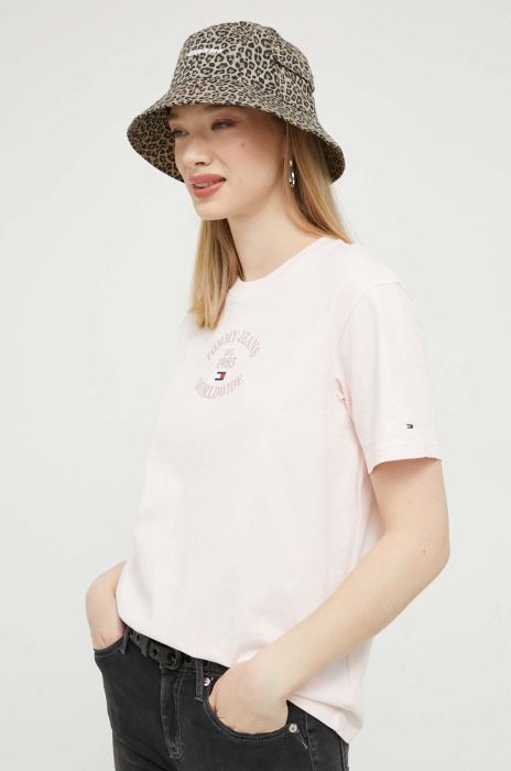 Бавовняна футболка Tommy Jeans колір рожевий (3276786)