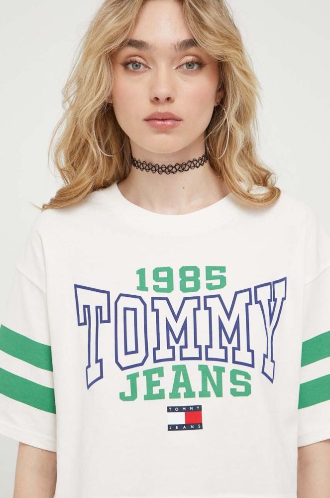 Бавовняна футболка Tommy Jeans колір бежевий (3276854)