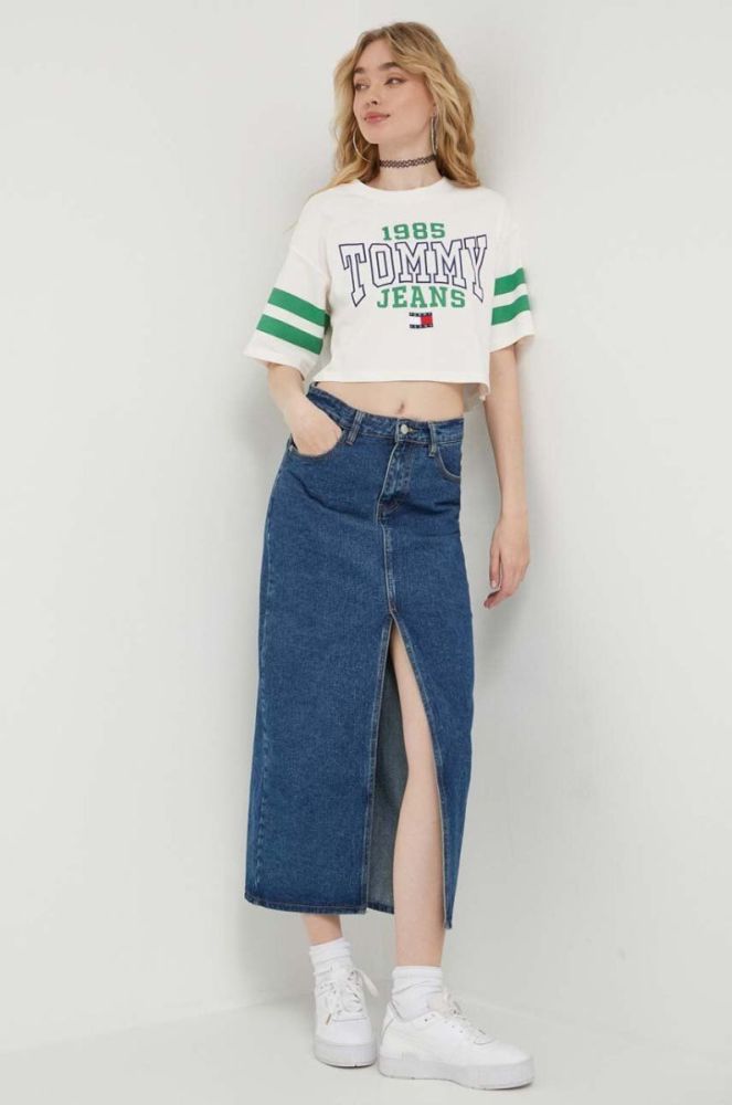 Бавовняна футболка Tommy Jeans колір бежевий (3276854) фото 2