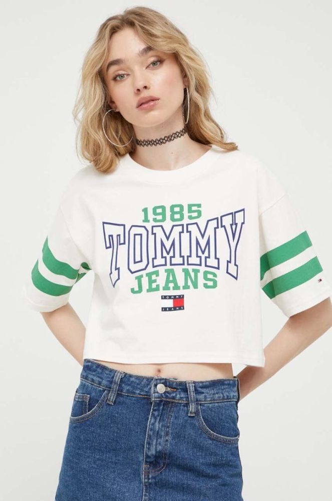 Бавовняна футболка Tommy Jeans колір бежевий (3276854) фото 4