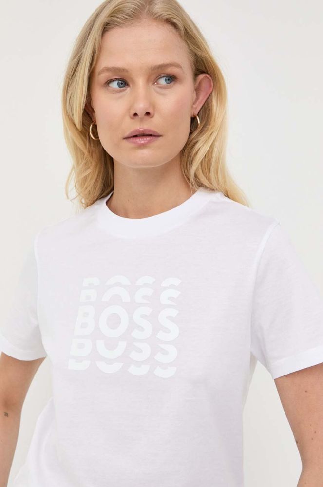 Бавовняна футболка BOSS колір білий (3240764)